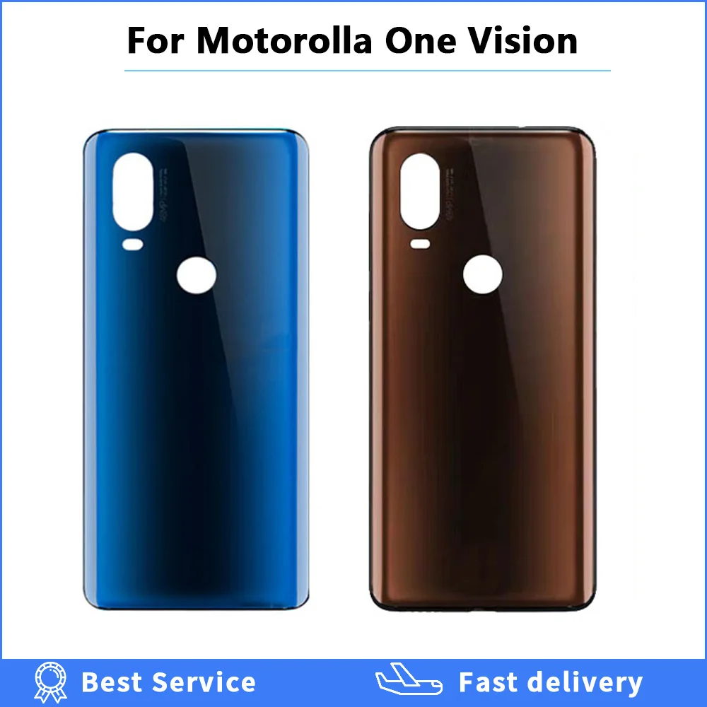 

100% Original quality For Motorolla One Vision Back Battery Cover Rear Door Panel Glass Housing Case Repair Part with adhesive