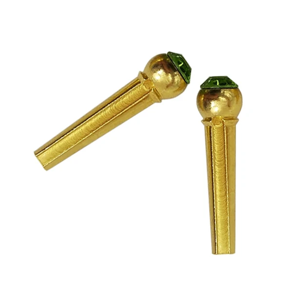 

6PCS Pure Copper Material Folk Acoustic Guitar Bridge Pin Peg Nail with Crystal Dot (Green)-MUSIC