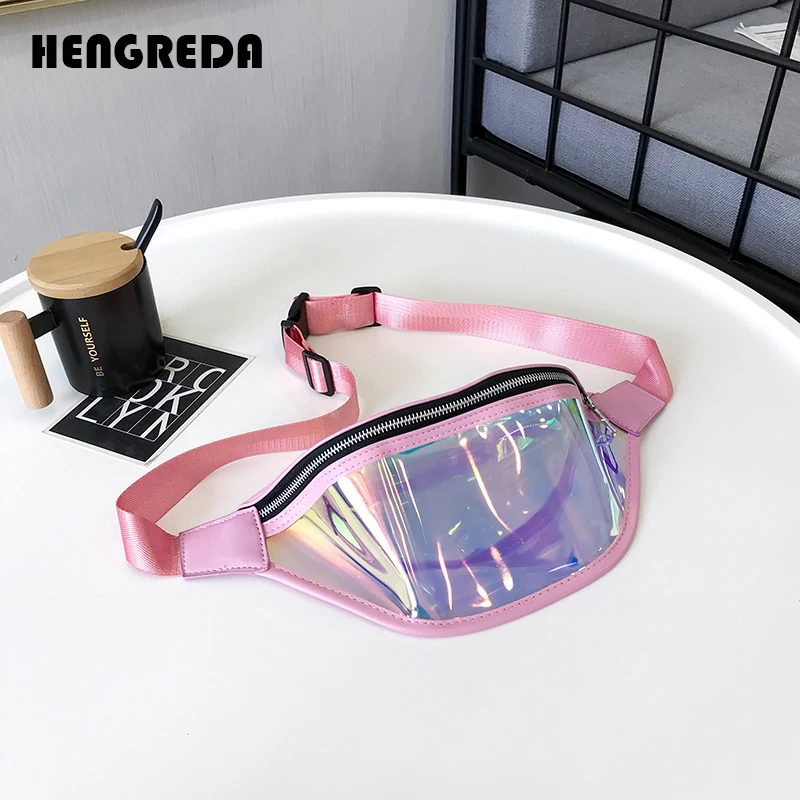 Голографическая поясная сумка женская новая модная блестящая неоновая уличная прозрачная сумка для путешествий пляжная сумка Hengreda