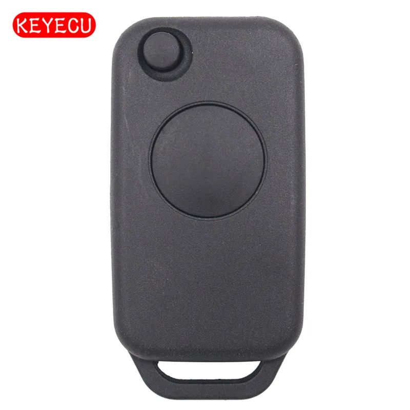 

Keyecu Uncut Replacement Remote Key Shell Case Folding Car Key Case 1 Button for Mercedes-Benz ML320 A C E S - HU64 Blade