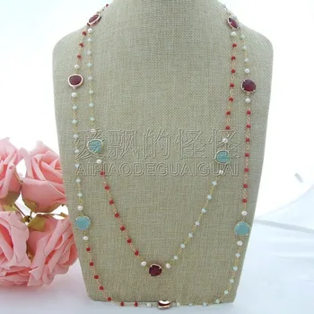 

N050811 60" Pearl Crystal Long Necklace