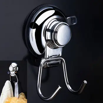 

1pc Stainless Steel Vacuum Suction Cup Swivel Double Hook Towel Bag Holder Hanger Storage Holder High Quality Top Sale