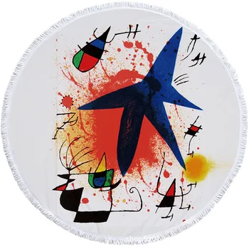 

Abstract Painted Round Beach Towel Home Decoration Decorative Beach Shawl Polyester Cartoon Print Bath Towel Fashion Holiday Tow