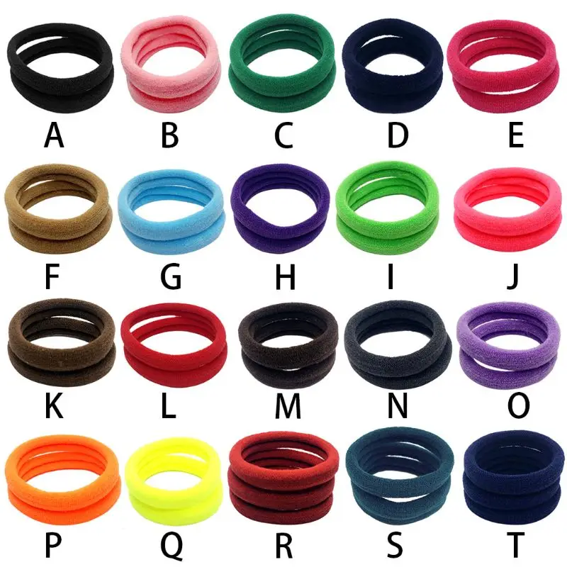 10Pcs Women Girls High Elasticity 4cm Medium Thick Rolled Towel Hair Rope Candy Solid Color Rubber Band Ring Ponytail Holder Scr