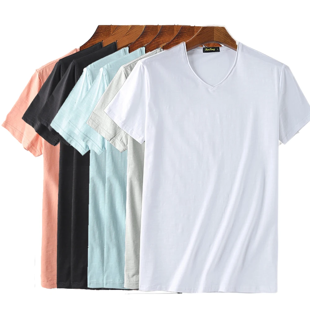 

Pack of 5 / pcs lot drop shipping t shirt men summer 95% bamboo cotton solid t-shirt mens casual tshirt male short sleeve shirts