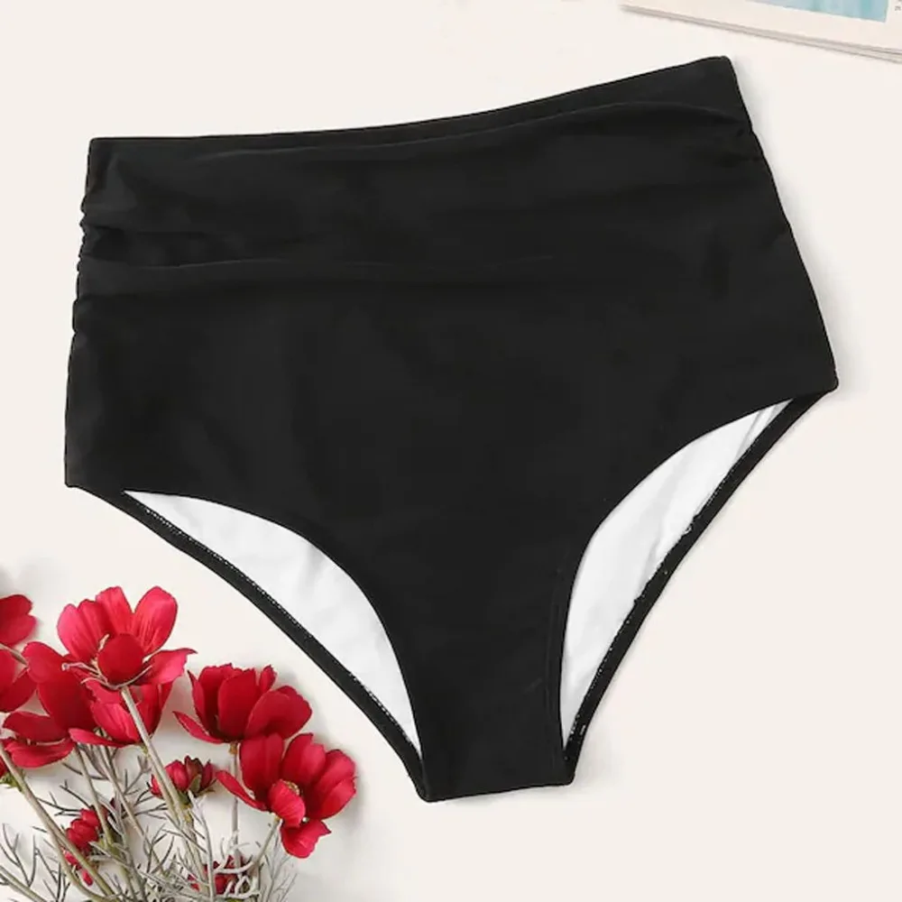 Women High Waist Bikini Bottoms Swim Briefs Beach Shorts Stretch Shorts Female Swimming Pants  Sexy High Cut Fashion L5# (5)
