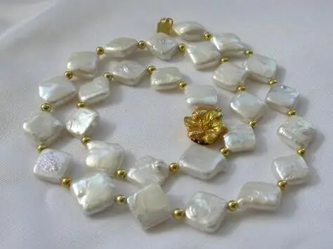 popular big 13mm baroque white freshwater cultured pearl necklace 18"