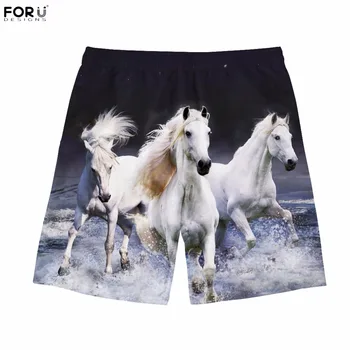 

FORUDESIGNS Casual Summer Men Beach Shorts Cool 3D Animal Crazy Horse Printing Man's Short Streatwear Hiphop 2018 Mans Clothing