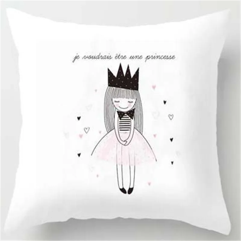 

2018 Cartoon Cushion Cover for Safa 45x45cm cojines decorativos Girl Princess Animals Car Pillow Case Soft Polyester Pillowcase
