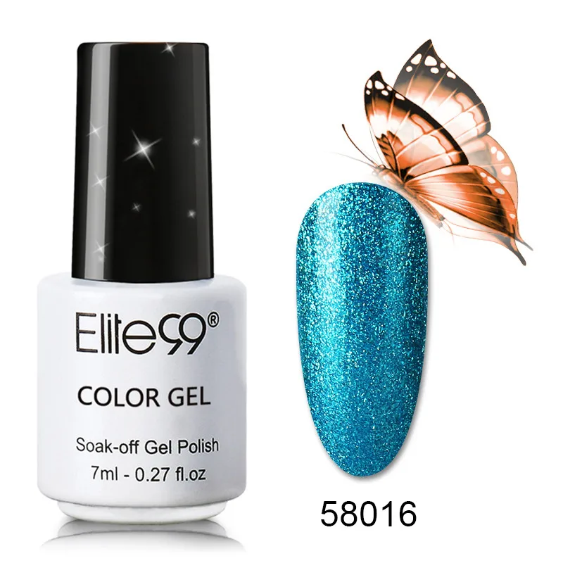 Elite99 7 мл Платиновый цвет замачиваемый гель лак для ногтей Полупостоянный УФ-гель для ногтей Блестящий цветной лак для ногтей - Цвет: 58016