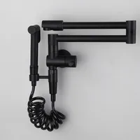 ก๊อกน้ำห้องครัวพับได้ Kitchen Sink Mixer Tap ทองเหลืองสีดำ/ทอง/Chrome 360 องศาเย็นติดผนังหมุน bidet tap 3