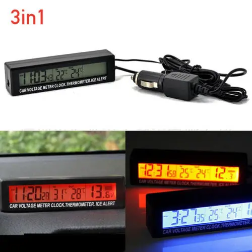 

3 in1 Car Auto Digital LCD Time Voltmeter Thermometer Electronic Clock Module