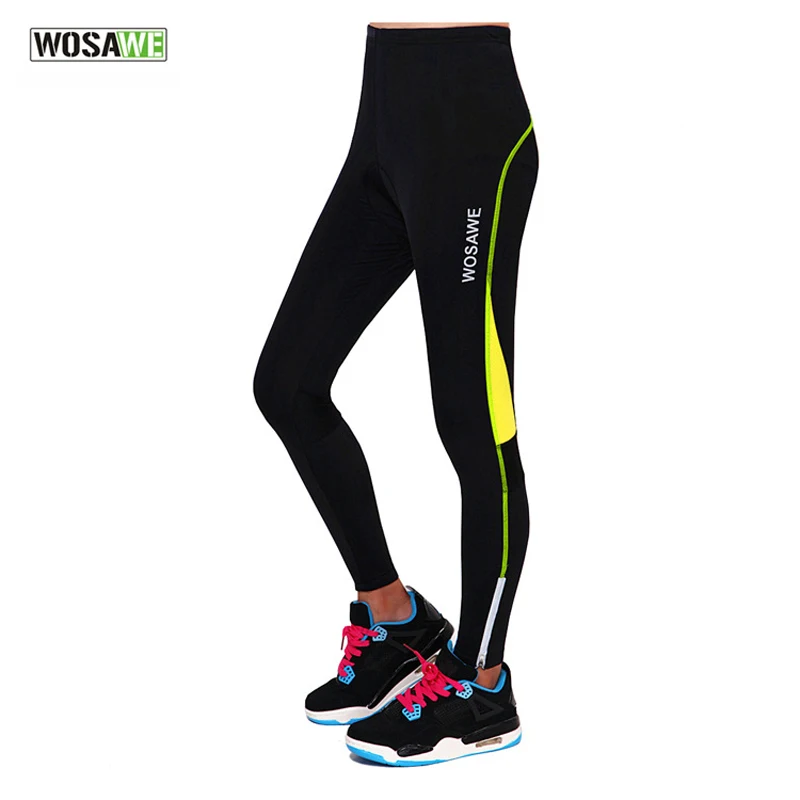 

WOSAWE Cycling Tights Pant Reflective Bicycle Sportswear Women Bike Riding Cycling Clothing 4D Gel Pad Tights Pants Trousers