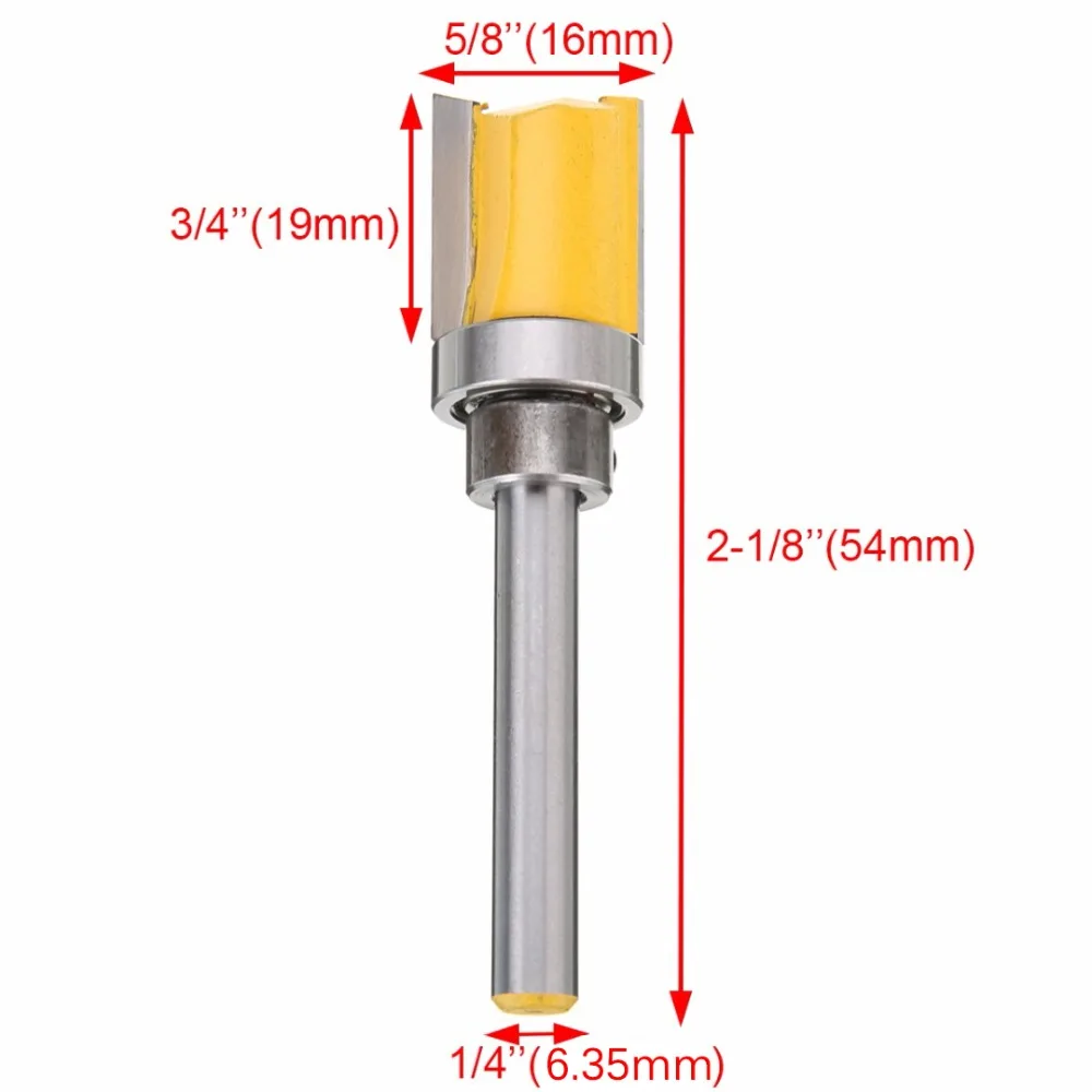 1 шт. Mayitr шаблонный маршрутизатор бит 1/4 хвостовик для промывания и подравнивания деревообрабатывающий резак 5/" x3/4" для электроинструмента
