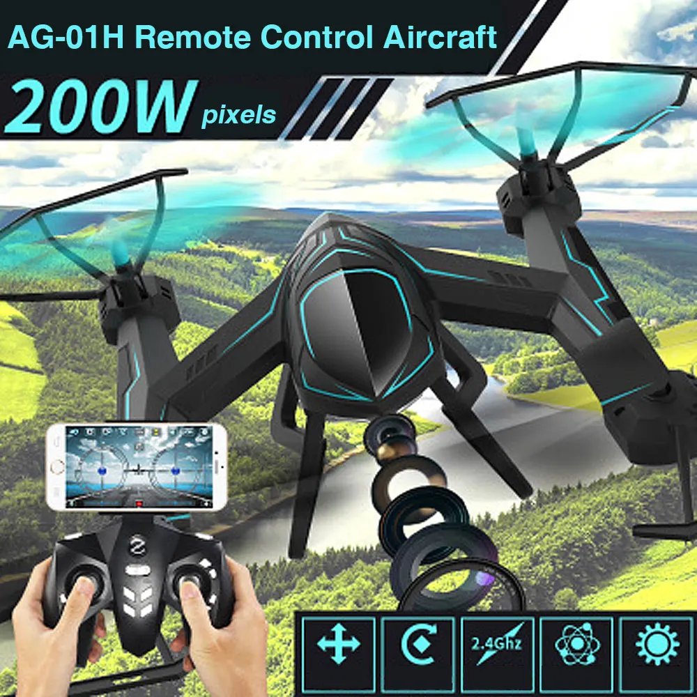 

AG-01H Mini Drone with Camera HD Foldable WiFi FPV RC Quadcopter Headless Mode Altitude Hold Remote Control with 2M Pixel Camera