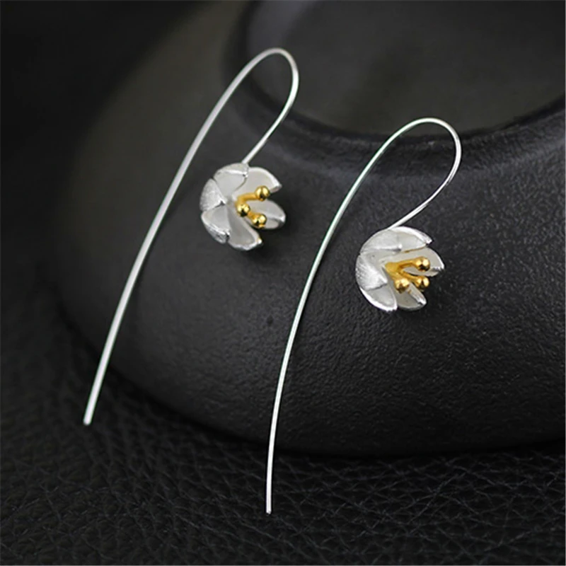 Lotus Fun реальные 925 пробы серебро Природный оригинальный ручной Fine Jewelry Винтаж