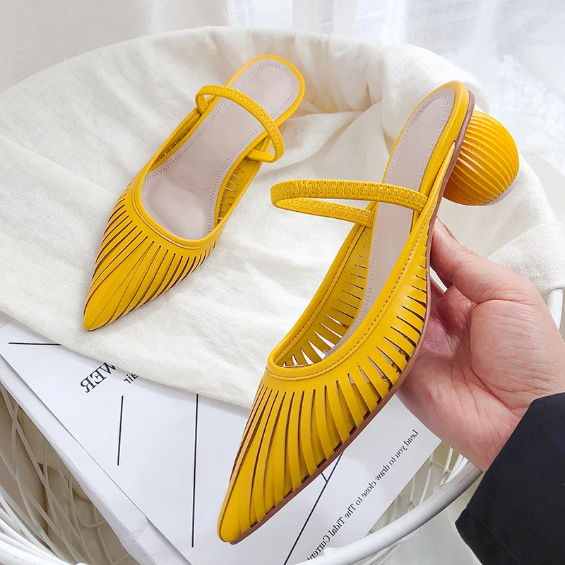 

2019 Hot Pointed Toe Women Sandals Strange Ball Heel Sapato Feminino Slip On Summer Star Runway Shoes Chic Chaussures Femmes