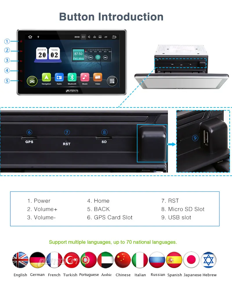 Cheap 10" Capacitive Screen Car Multimedia Player 2 Din Android 7.1 Universal Car Radio No DVD Player GPS Car Stereo Audio With Camera 6