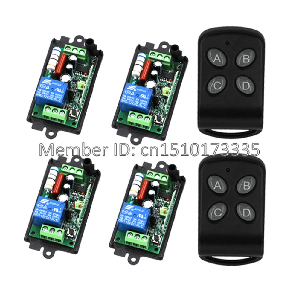 

1Channel AC 110V 220V 10A Remote Control Switch Relay Output Radio Receiver Module and 2Pcs Transmitter 315/433Mhz