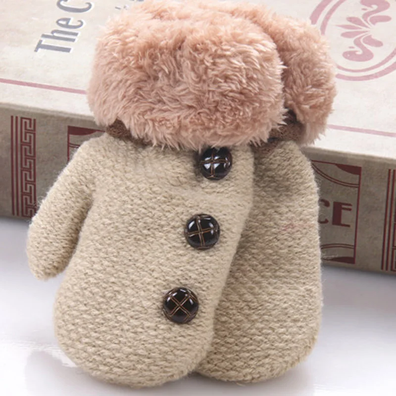 Winter Baby Boys Girls Gloves Full Finger Kids Mittens Warm Acrylic Rope Gloves