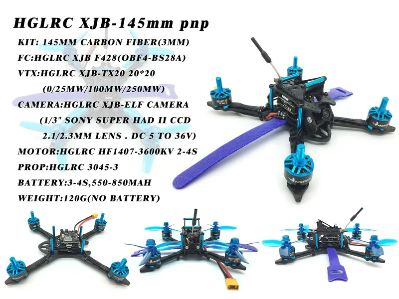 DHL HGLRC XJB 145MM PNP FPV RC Квадрокоптер с камерой F4 управление полетом 28A Blheli_S 4 в 1 ESC 25/100/250