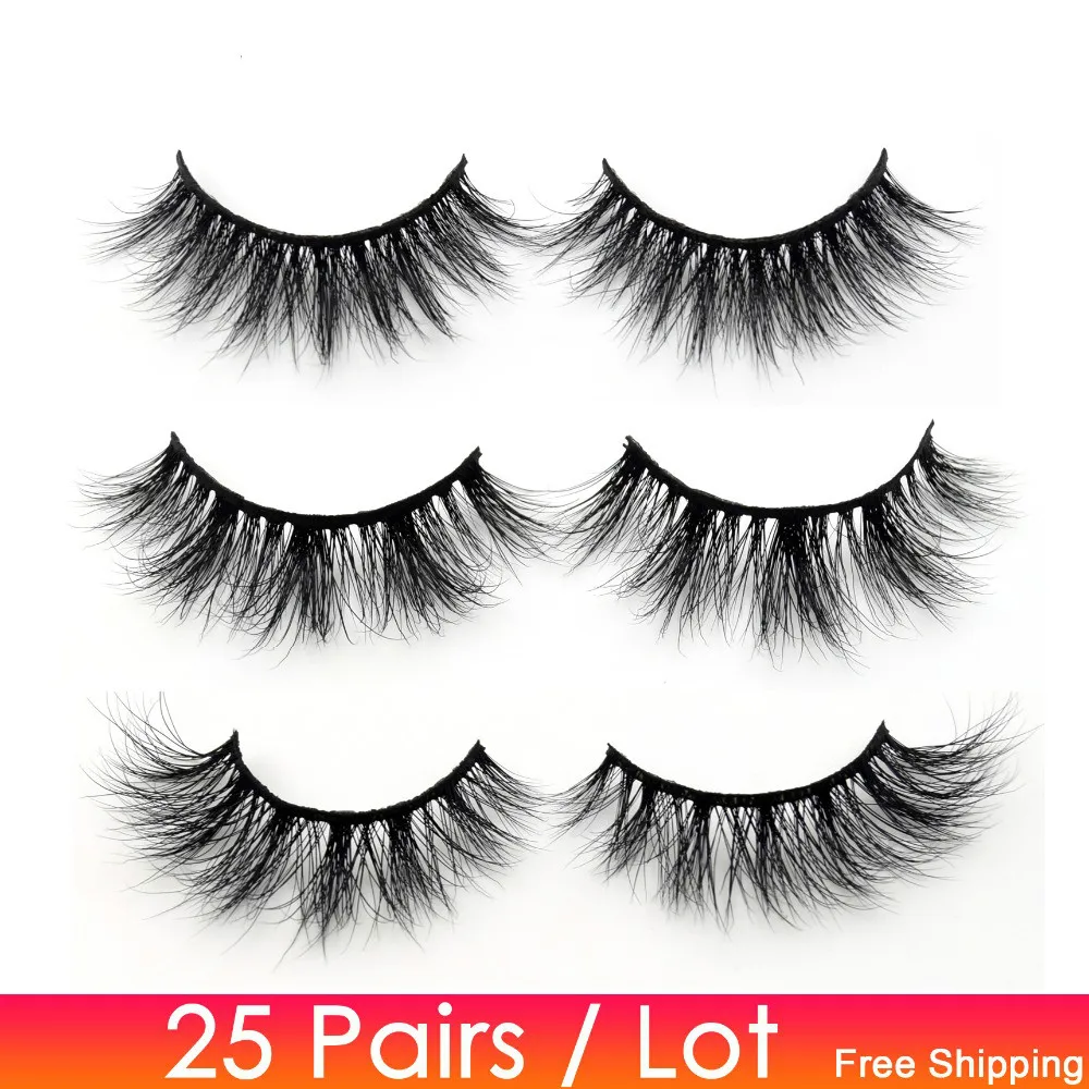 

Visofree 25 pairs/lot Mink Lashes 3D Mink Eyelashes Cruelty free Lashes Handmade Reusable Natural Eyelashes Makeup False Lashes