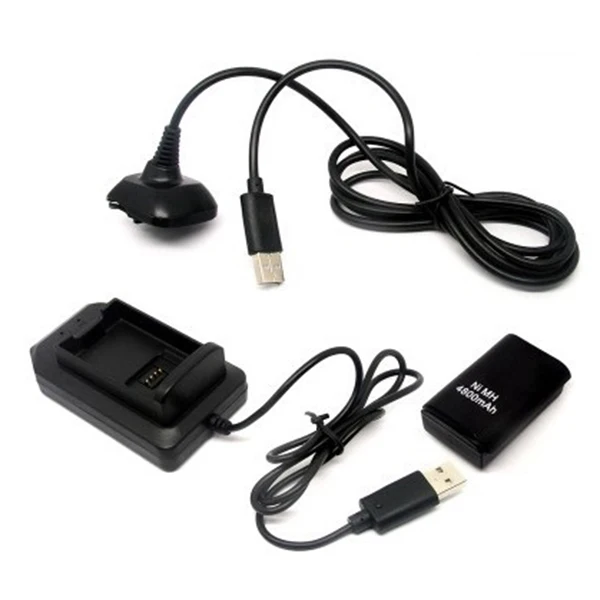  Double Rechargeable Battery + USB Charger Cable Pack for XBOX 360 Wireless Controller bateria xbox 