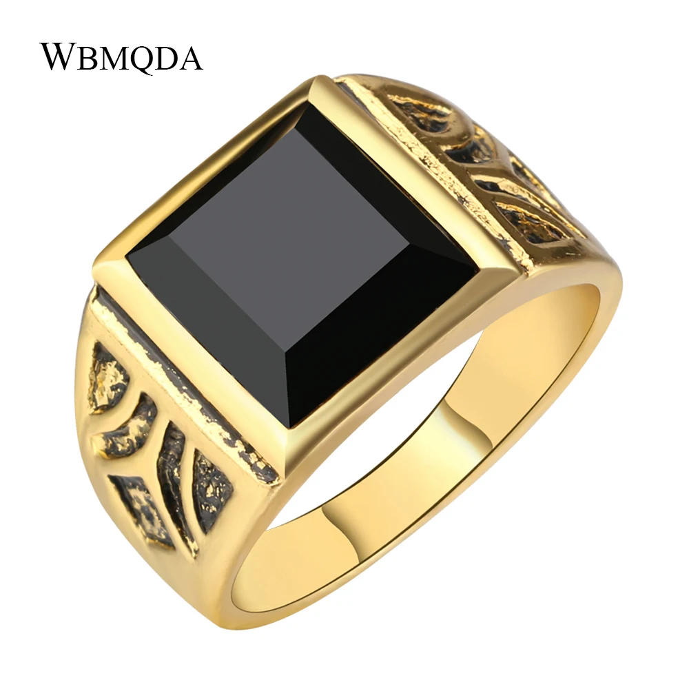 Ventana mundial estoy feliz fondo Anillo de compromiso Vintage cuadrado con piedra negra para hombre, anillos  de boda de oro antiguo, joyería india, accesorios para hombre, regalo -  AliExpress Joyería y accesorios