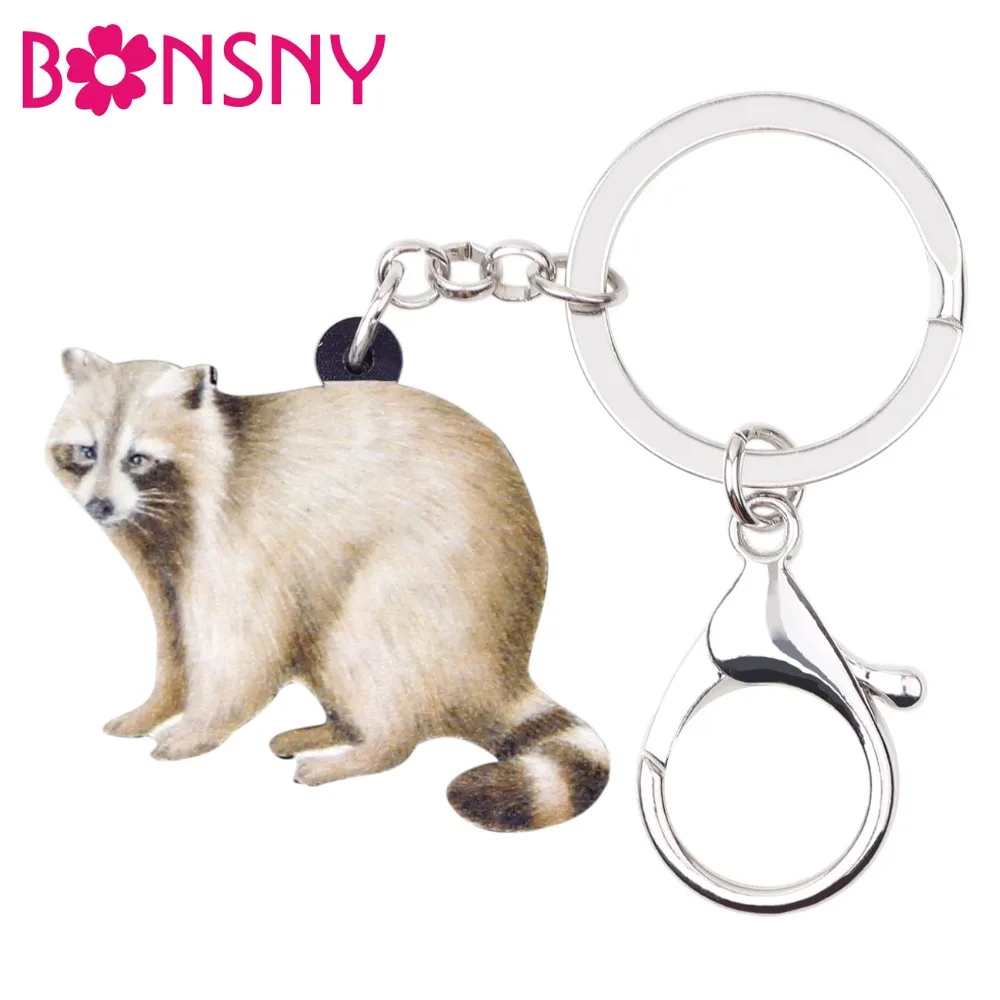 Новые акриловые брелки Bonsny с енотовым узором для ключей новые ювелирные