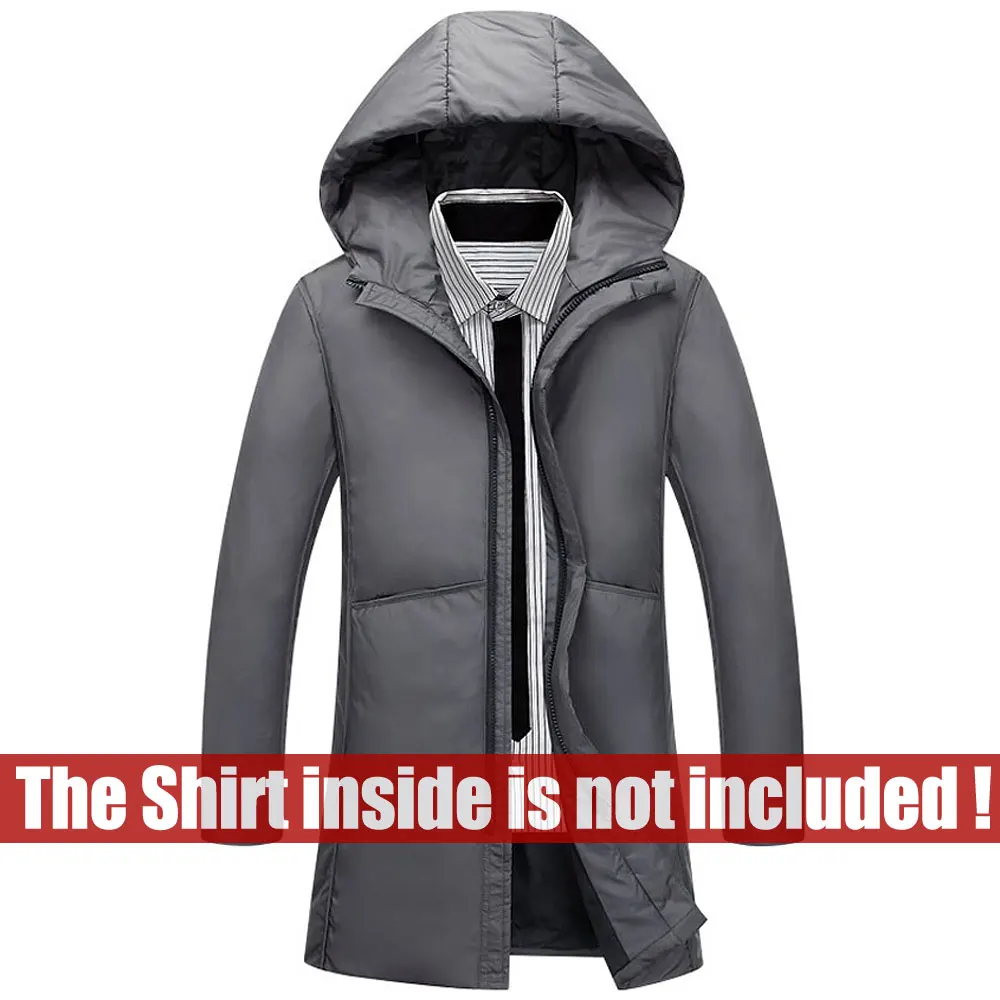 Модная длинная теплая зимняя куртка, Мужская водонепроницаемая брендовая одежда, мужское хлопковое осеннее пальто, качественная черная пуховая парка, Мужское пальто - Цвет: Серый