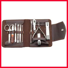 Case+11 in 1 pcs Nail Clipper Kit Nail Care Set Pedicure Scissor Tweezer Knife Ear pick Utility Manicure Set Tools