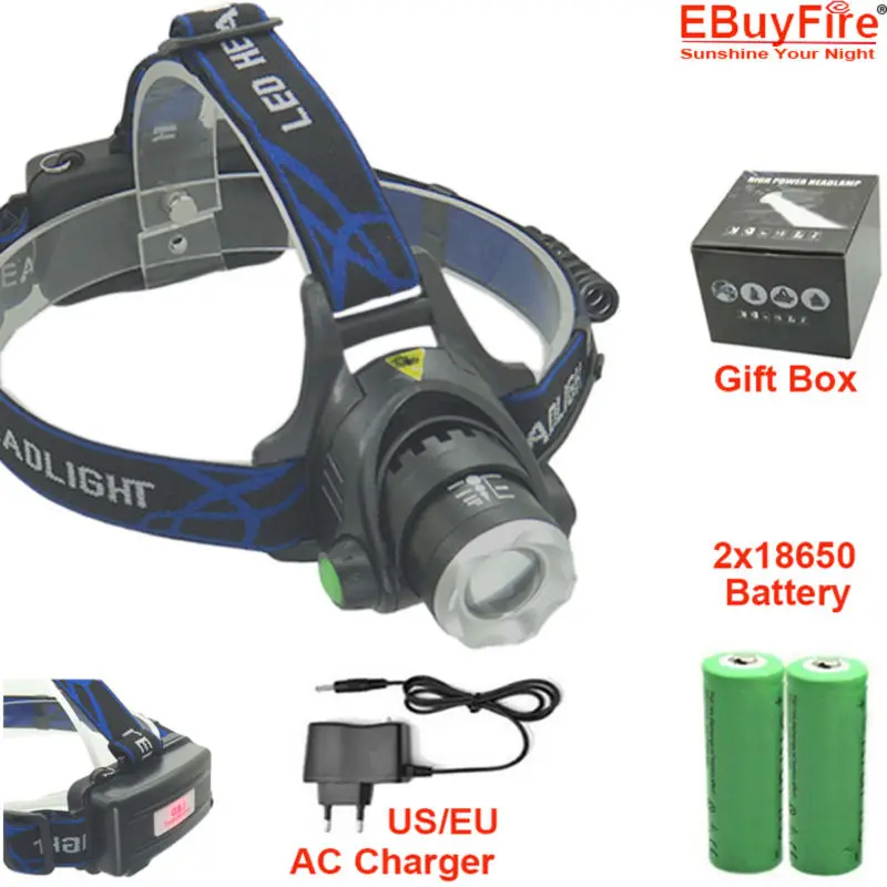5000 Lumens LED Powerful Cree T6 Headlamp Rechargeable Head Lamp For