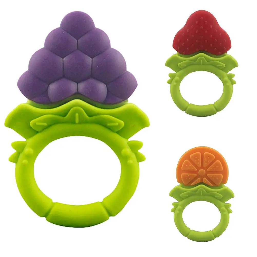 

Baby Silicone Fruit Grape Strawberry Orange Teether Teething Chew Ring Toy Gift