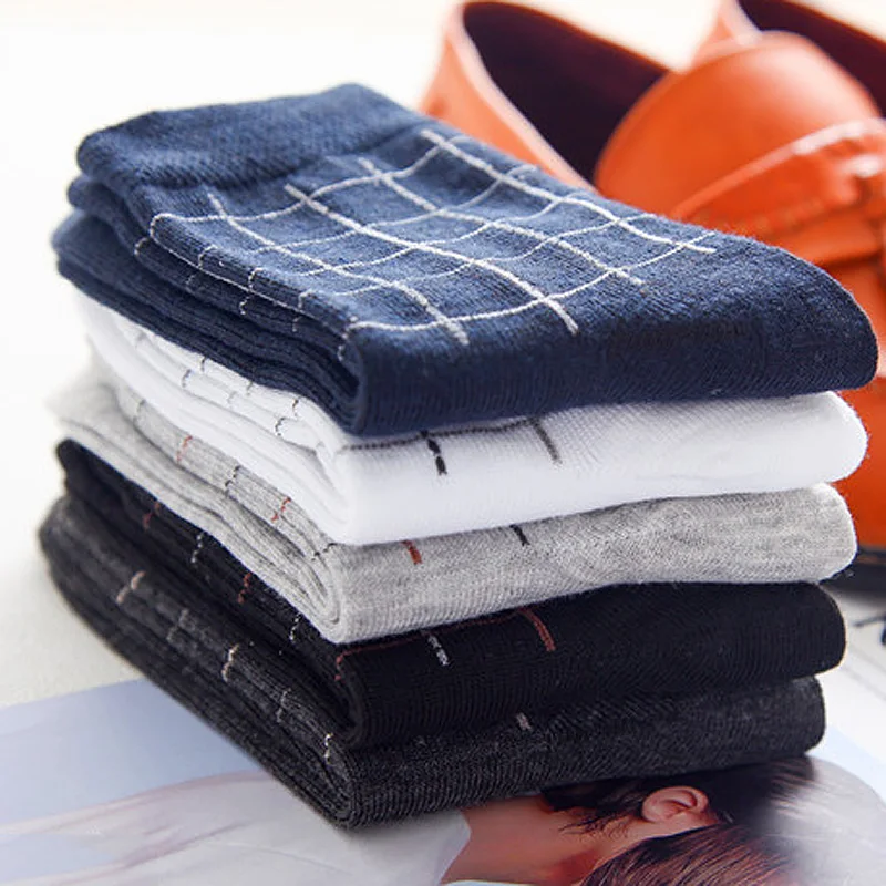 

5 Pairs/Lot Cotton Men Socks Brand Prism Plaid Pattern Style Casual Crew Male Socks Set Type 2018