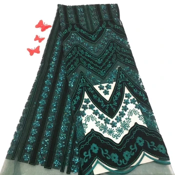 

African green lace wedding dress, luxurious lace fabric 5Yard, African wedding lace fabric high quality velvet net lace FJ2837