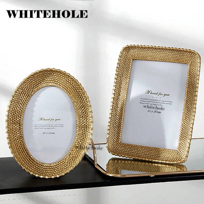 Рамка из смолы для картины фото Золотая фоторамка эллипс круглый квадратный креативный настольный декор свадебный подарок