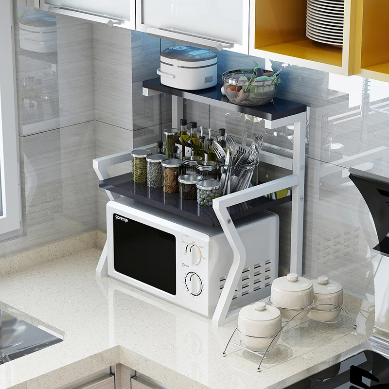  Kitchen microwave racks cabinets free of perforated desktop condiment storage rack vegetable shelf  - 4000004709281