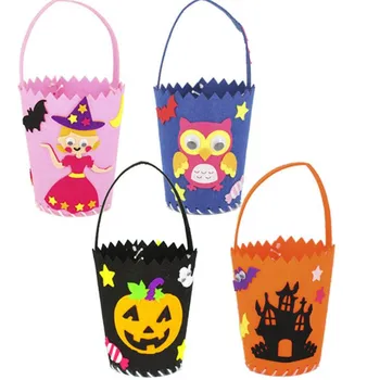 

Hallomas Cartoon Trick Or Treat Handheld Candy Bag Children DIY Handmade Gift Bag Halloween Party Favor