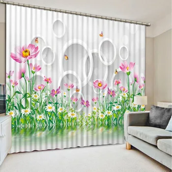 

fresh curtains flower curtain Flowers print Chinese Customized 3D Blackout Curtains Living Room Bedroom Hotel Window