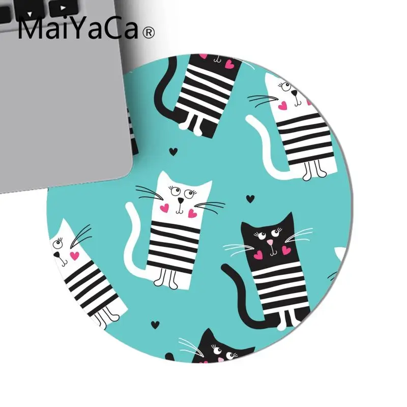 MaiYaCa New Cats black and white Laptop Round Gaming Mousepad Keyboards Mat Gamer Gaming mouse pad Round Desk Mat muismat