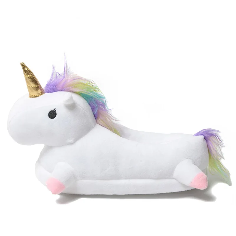 

Winter lovely Home Slippers 2019 Chausson Licorne White Shoes Women unicorn slippers animals pantuflas unicornio pantoufle femme