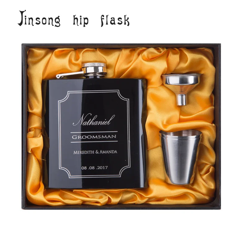 customised engraved 6oz stainless steel hip flask Groom gift Best man gift with Gift box 8 _91A3427_