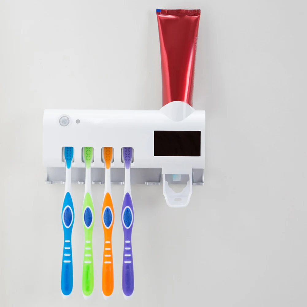 1.2W UV Solar Toothbrush Toothpaste Dispenser Sterilizer Wall Mounted