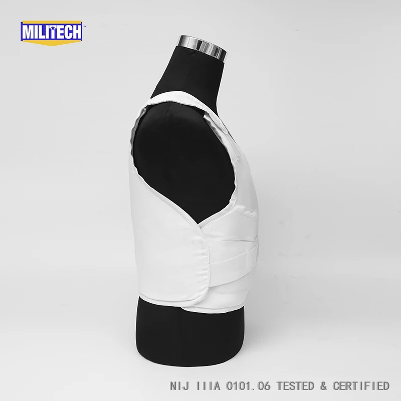 Militech White Female NIJ IIIA 3A and Level 1 Stab Concealable Twaron Aramid Bulletproof Vest Covert Ballistic Bullet Proof Vest