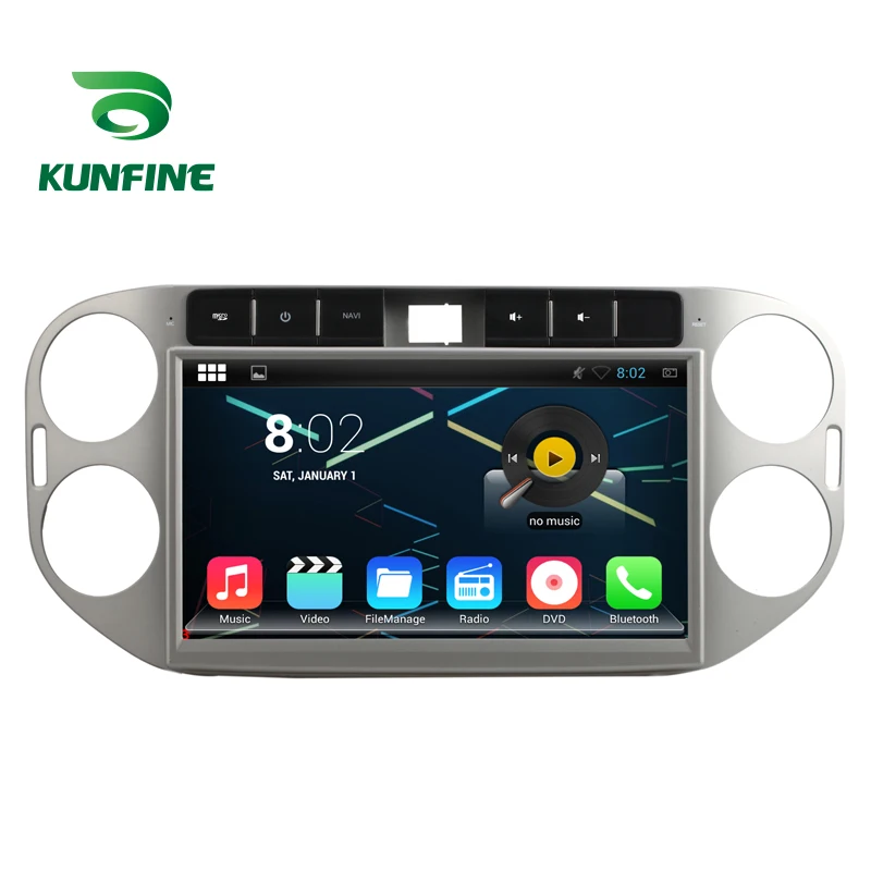 

KUNFINE Android 7.1 Quad Core 2GB Car DVD GPS Navigation Player Car Stereo Deckless for VW Tiguan 2013-14 Silver Radio Bluetooth