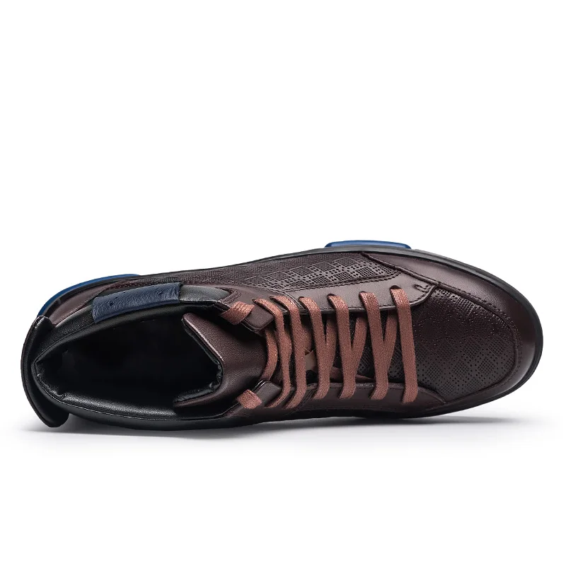 Alta De Hombre Invierno Genuino Black Algodón Cuero Size36 47 Piel Moda brown Plus Para Zapatos Skateboard Calidad Hombre Cálida fSqgfI