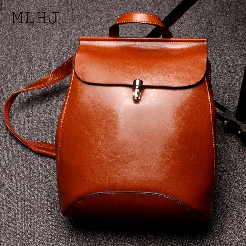 

MLHJ2018 new Korean fashion oil wax leather Korean version of the style backpack