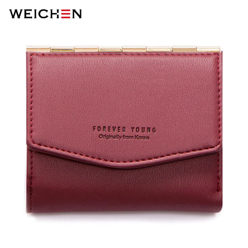 

WEICHEN 2018 New Arrivals Wine Red Wallet Women's High Quality Leather Card Holder Female Wallets Coin Purse Ladies Small Wallet
