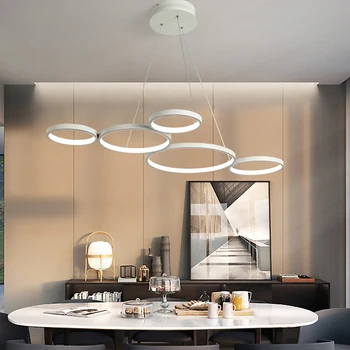 

White/Black Minimalism Modern LED Pendant Lights for Dining Kitchen Room Living Room Hanging Suspension Pendant Lamp