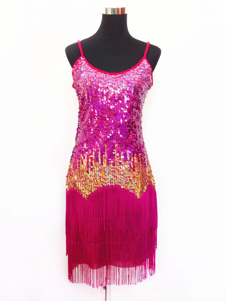 Женское шикарное платье для латинских танцев, сексуальное, Радужное, Клубное, без шнуровки, с блестками, платье с бахромой, платье с кисточками, платье с пайетками